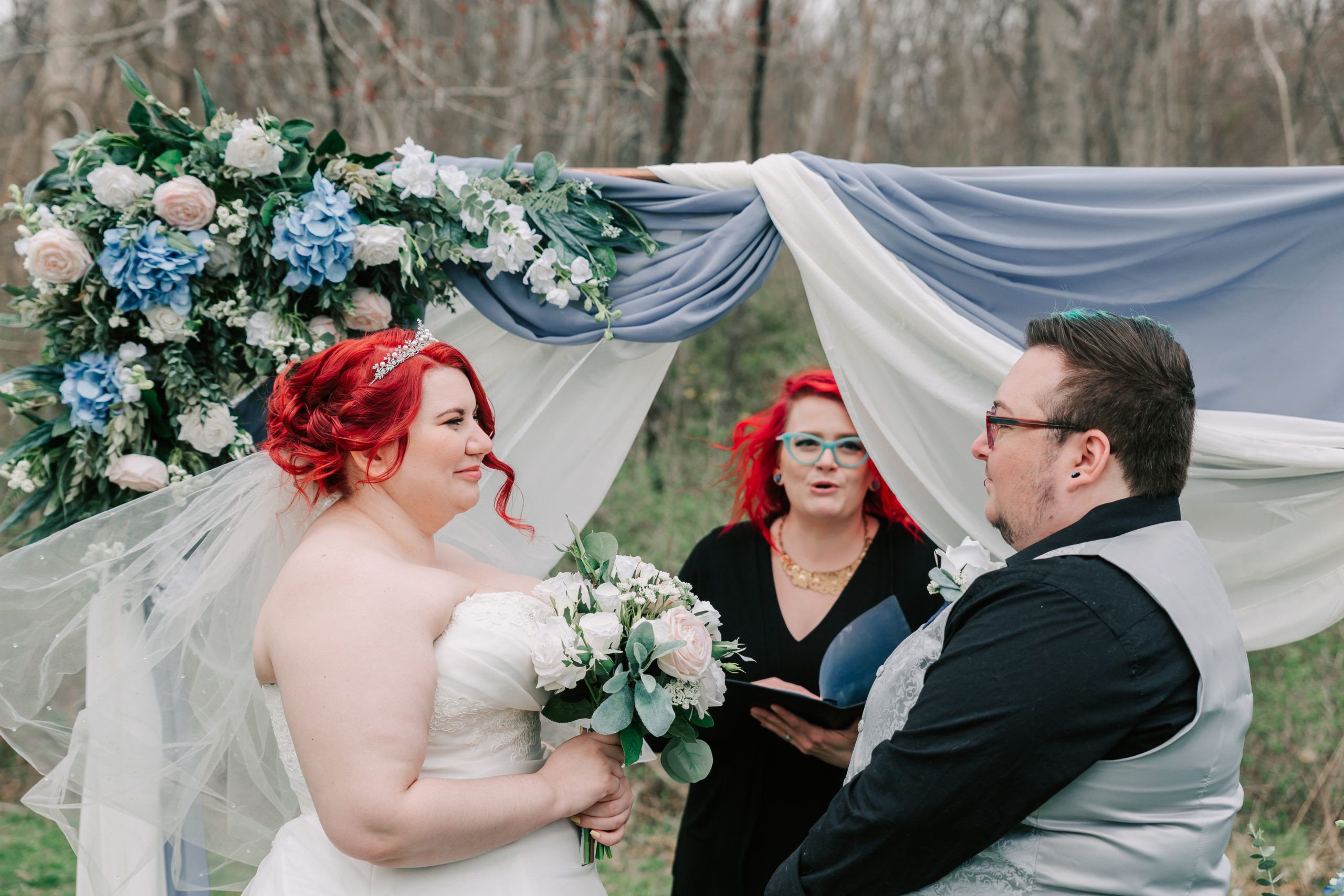 An intimate wedding ceremony led by April of The Offbeat Officiant, a Boston wedding officiant