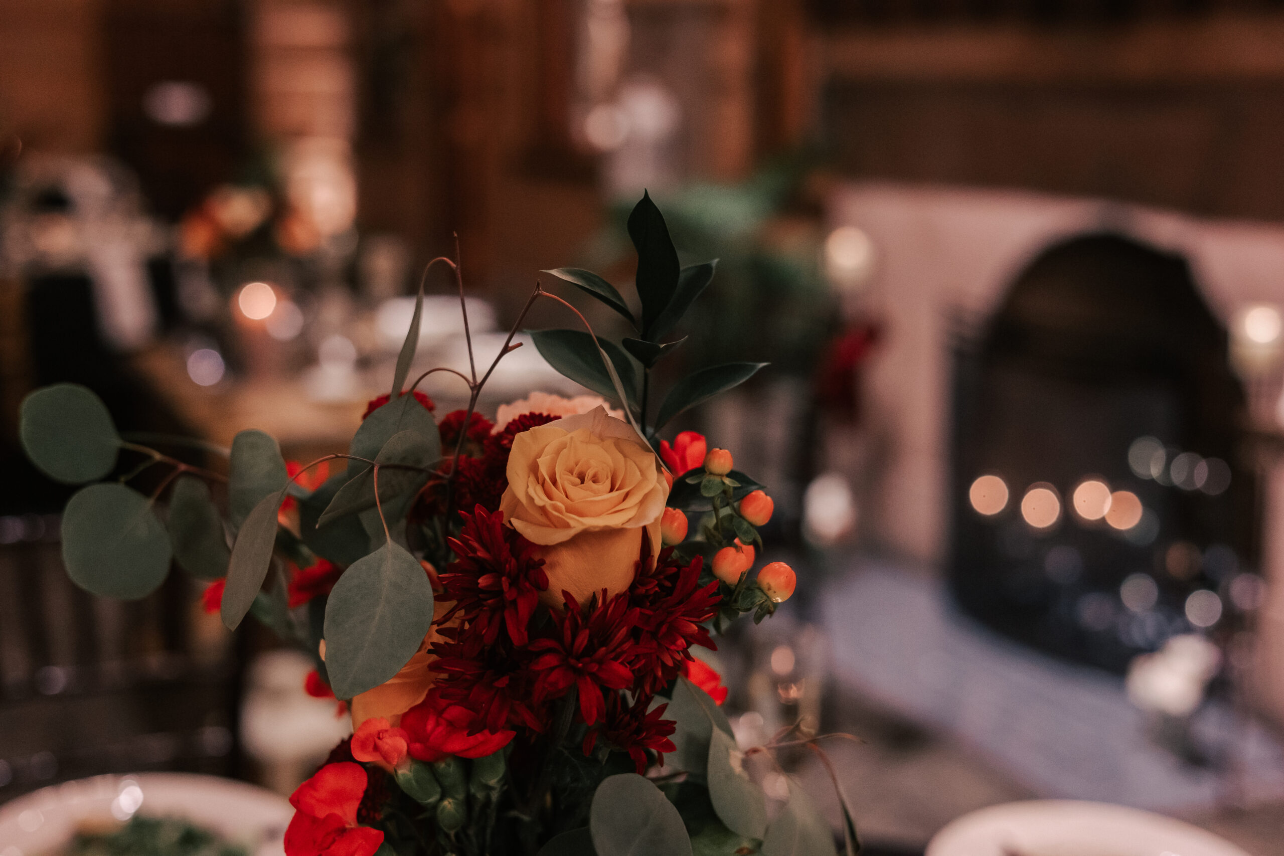 tablescape for wedding reception at Union Station, one of the best Western MA wedding venues